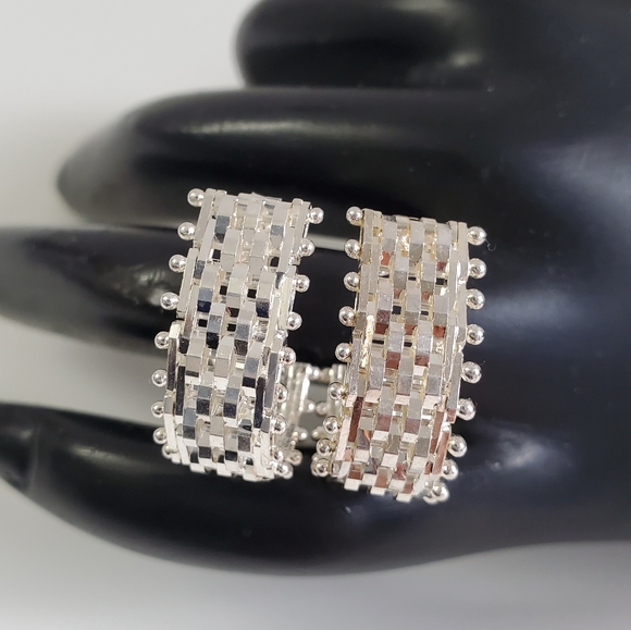 Jewelry - Sterling Silver 925 BasketWeave Halfhoop Earrings